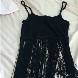 Black crop top with fringe